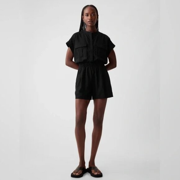 GAP  Linen-Blend Utility Romper - Picture 1 of 7